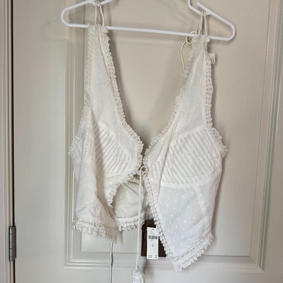 Free People Tops - Free People tie front crop top with rosette straps. Size XL, NWT
